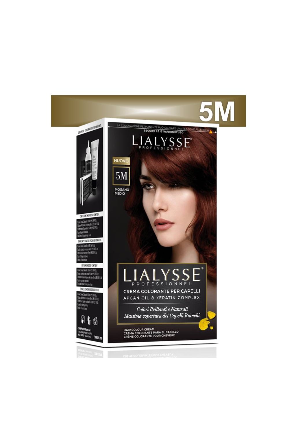 Lialysse Barva SET s arganem a keratinem 5M světlá hnědá mahagonová
